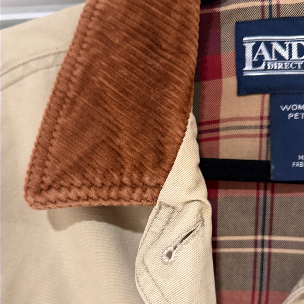 Lands' End Tan Utility Jacket with Brown Corduroy Collar - Picture 6 of 14